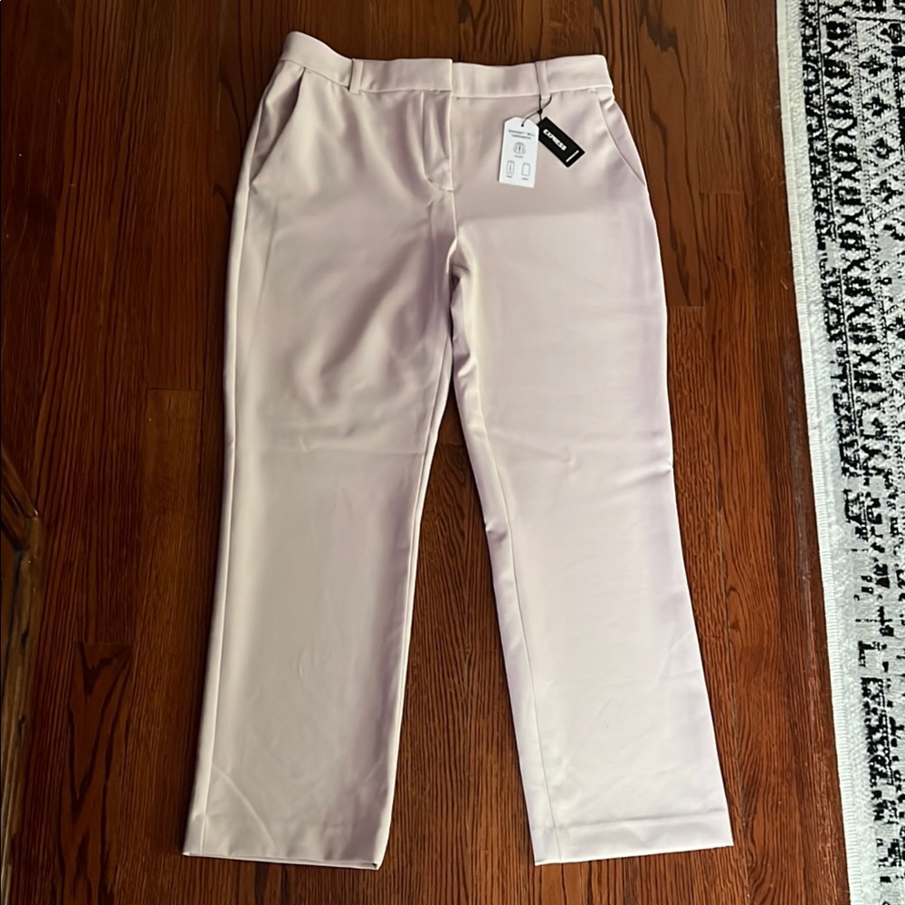EXPRESS Elegant Light Pink Trousers straight ankle high rise pants medium size